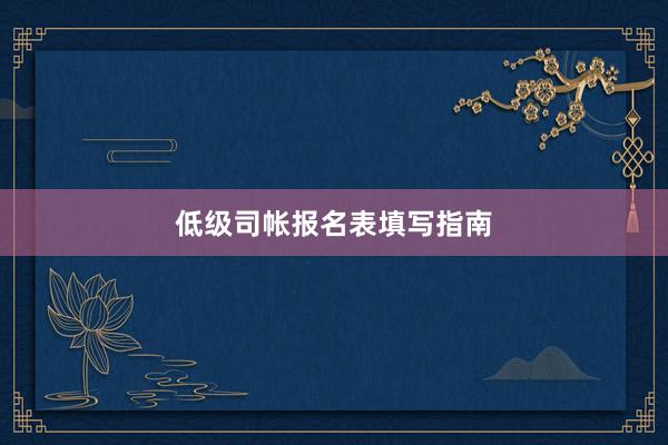 低级司帐报名表填写指南